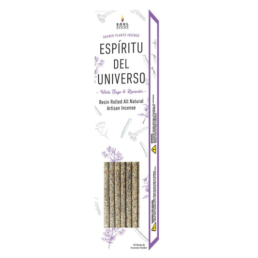 Espiritu del Universo, White Sage & Lavender Resin Rolled Incense Sticks