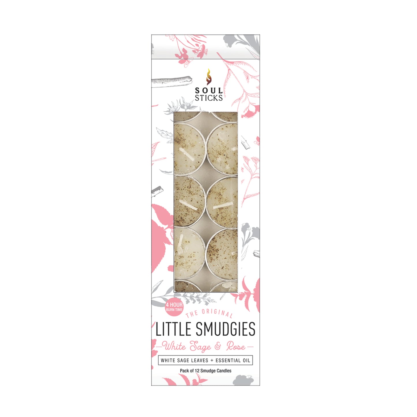 Soul Sticks, 'Little Smudgies' White Sage & Rose Smudge Candles Pack