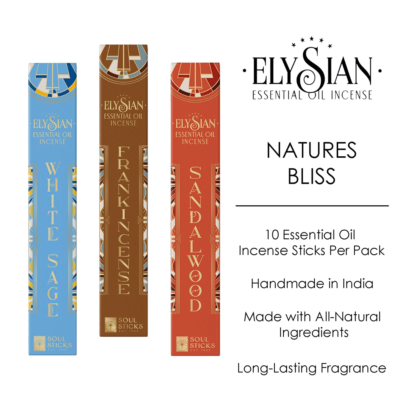 Elysian, Natures Bliss Essential Oil Incense Sticks (3 PK)