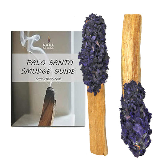 Dipped Amethyst Bloom Palo Santo Pops Duo with Smudge Guide