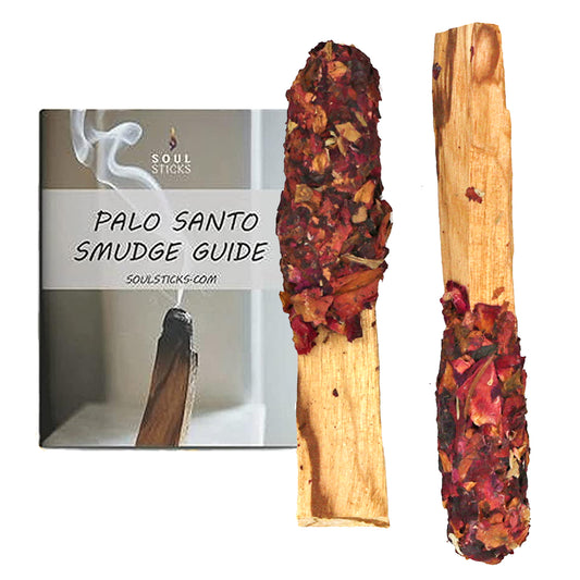 Dipped Sacred Rose Palo Santo Pops Duo with Smudge Guide