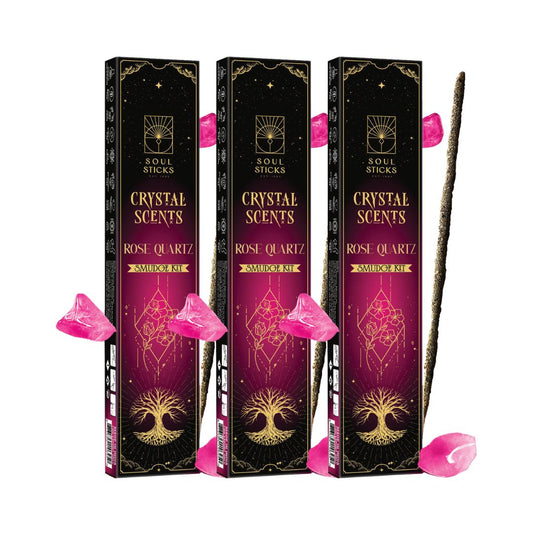 Soul Sticks, Rose Quartz Crystal Scents Smudge Kit (3 PK)