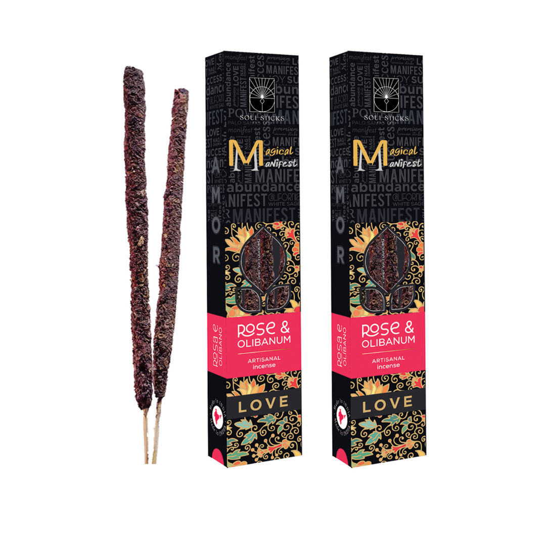 Magical Manifest: Love, Rose & Olibanum Artisanal Incense Sticks Duo Pack