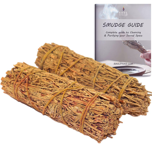 Sandalwood Scented Sage Smudge Sticks Duo with Smudge Guide