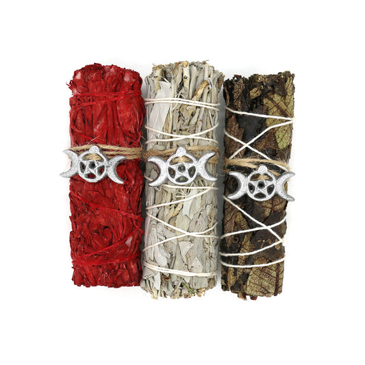 Triple Moon Charm Sage Variety Pack with Smudge Guide (3 PK)