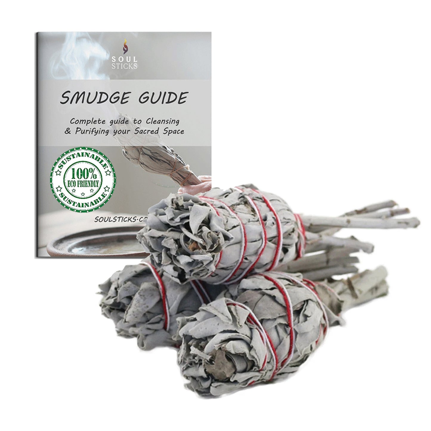 White Sage Torch Smudge Sticks with Smudge Guide (3 PK)