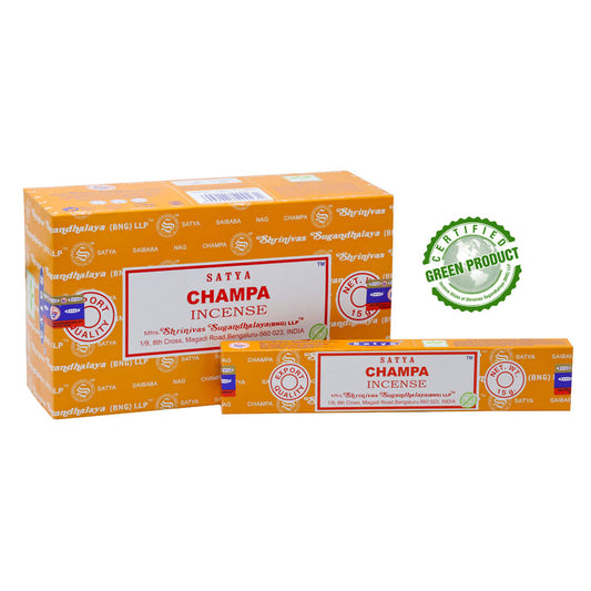 Satya, 15 G Champa Incense Sticks (12 PK BOX)