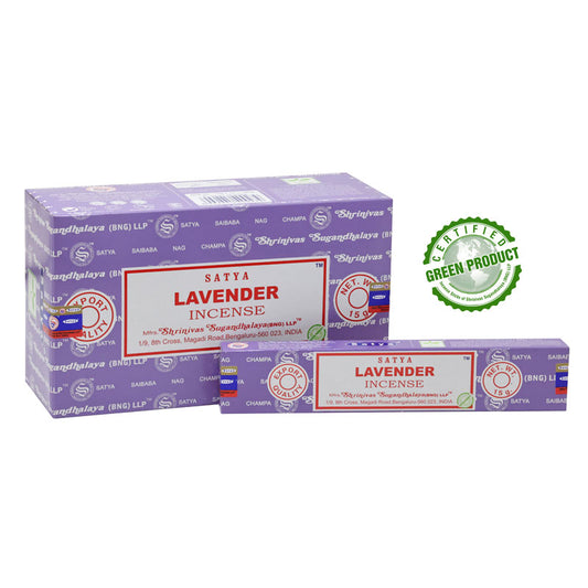 Satya, 15 G Lavender Incense Sticks (12 PK BOX)