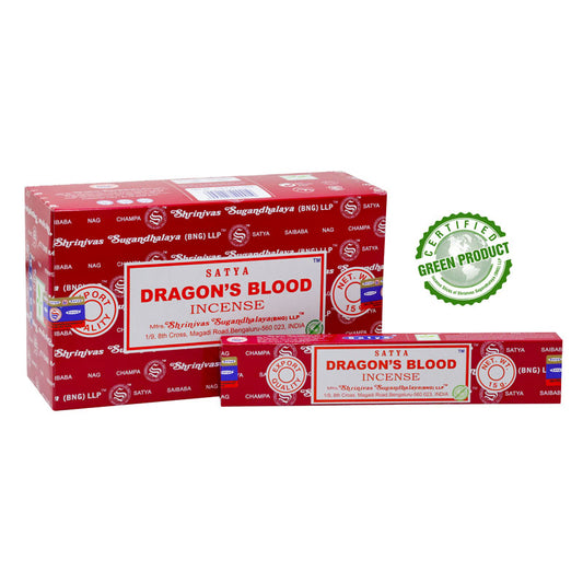 Satya, 15 G Dragon's Blood Incense Sticks (12 PK BOX)