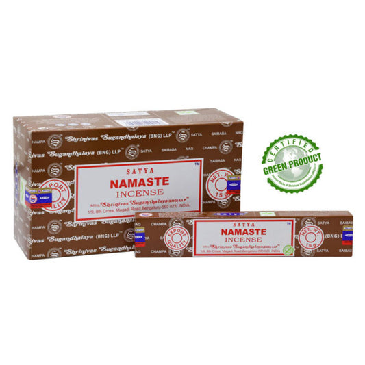 Satya, 15 G Namaste Incense Sticks (12 PK BOX)