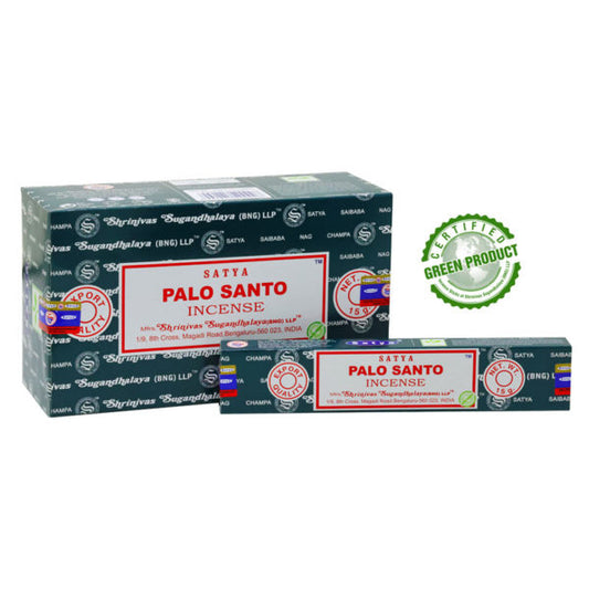 Satya, 15 G Palo Santo Incense Sticks (12 PK BOX)