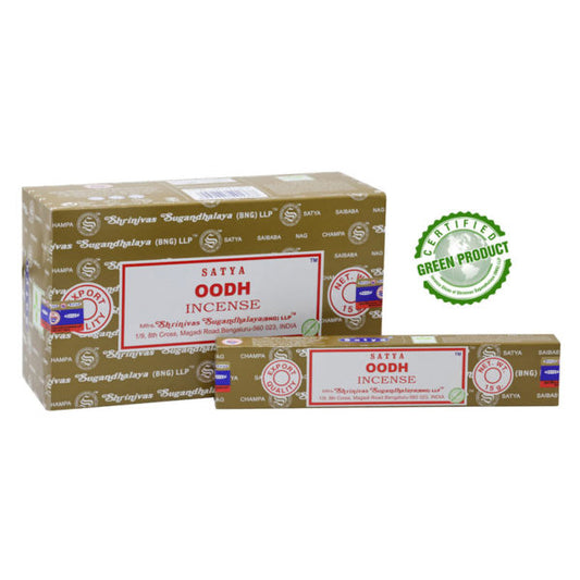 Satya, 15 G Oodh Incense Sticks (12 PK BOX)