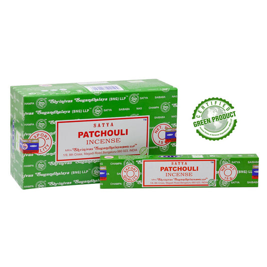 Satya, 15 G 60's Patchouli Incense Sticks (12 PK BOX)