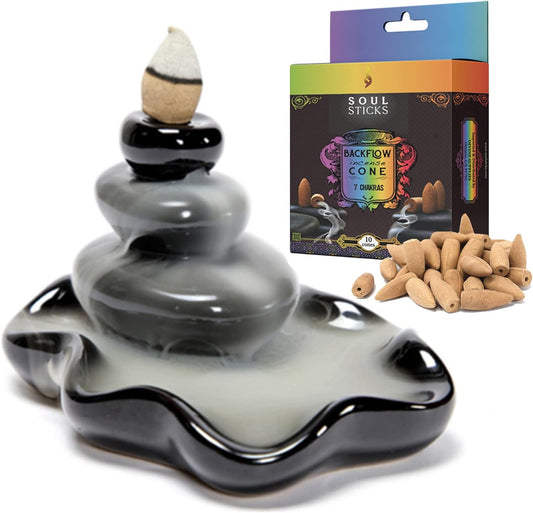 Balance Backflow Burner + 7 Chakras Backflow Cones Combination Set