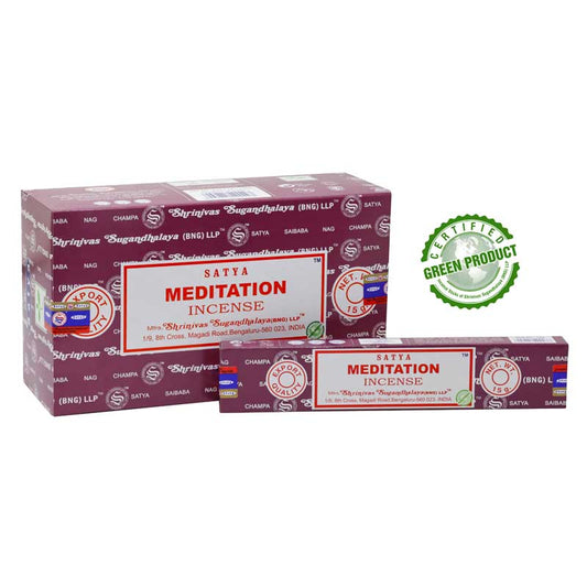 Satya, 15 G Meditation Incense Sticks (12 PK BOX)