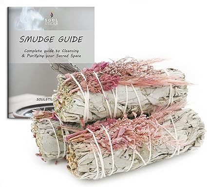 Pink Bouquet Floral Sage Smudge Sticks with Smudge Guide (3 PK)