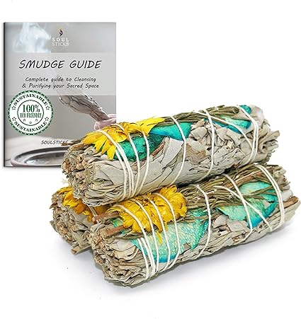 Sweet Success Floral Sage Smudge Sticks with Smudge Guide (3 PK)