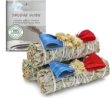 Natures Vibe Floral Sage Smudge Sticks with Smudge Guide (3 PK)