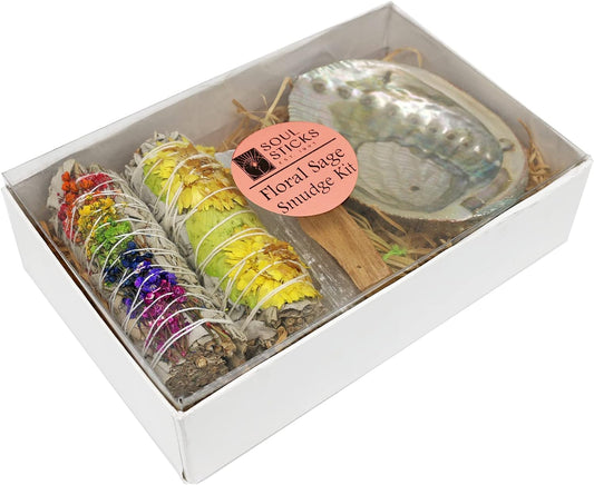 Soul Sticks, Rainbow Green Floral Sage Smudge Kit