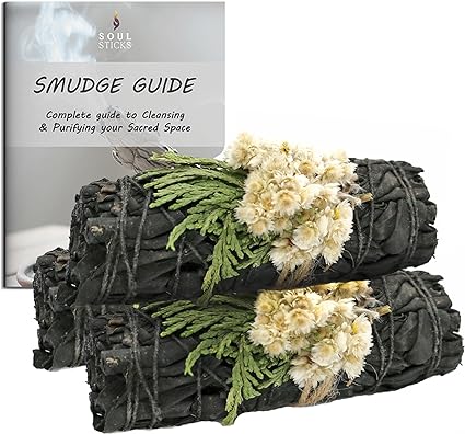 Midnight Bloom Floral Sage Smudge Sticks with Smudge Guide (3 PK)