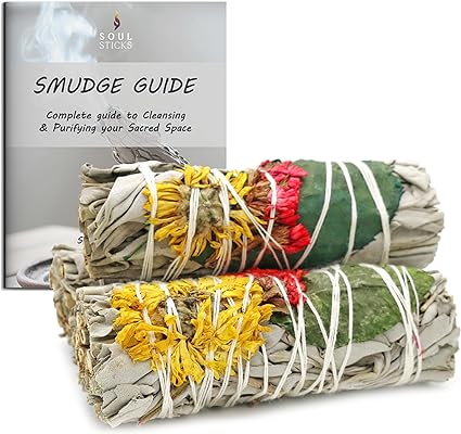 Happy Heart Floral Sage Smudge Sticks with Smudge Guide (3 PK)