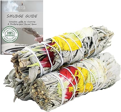 Harmony Floral Sage Smudge Sticks with Smudge Guide (3 PK)