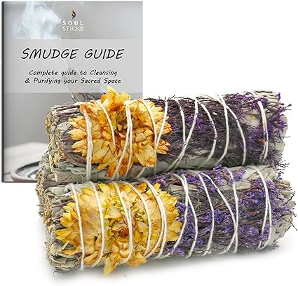 Flora Wood Floral Sage Smudge Sticks with Smudge Guide (3 PK)