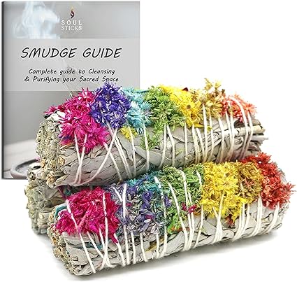 Iris Floral Sage Smudge Sticks with Smudge Guide (3 PK)