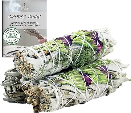 Good Life Floral Sage Smudge Sticks with Smudge Guide (3 PK)