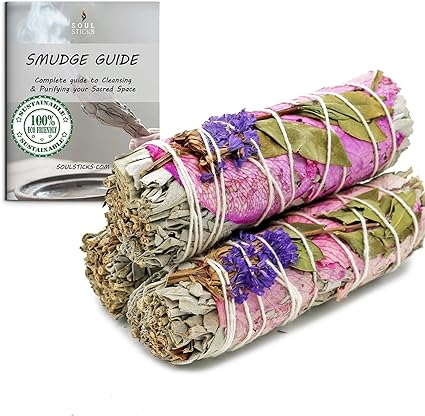 Meadow Floral Sage Smudge Sticks with Smudge Guide (3 PK)