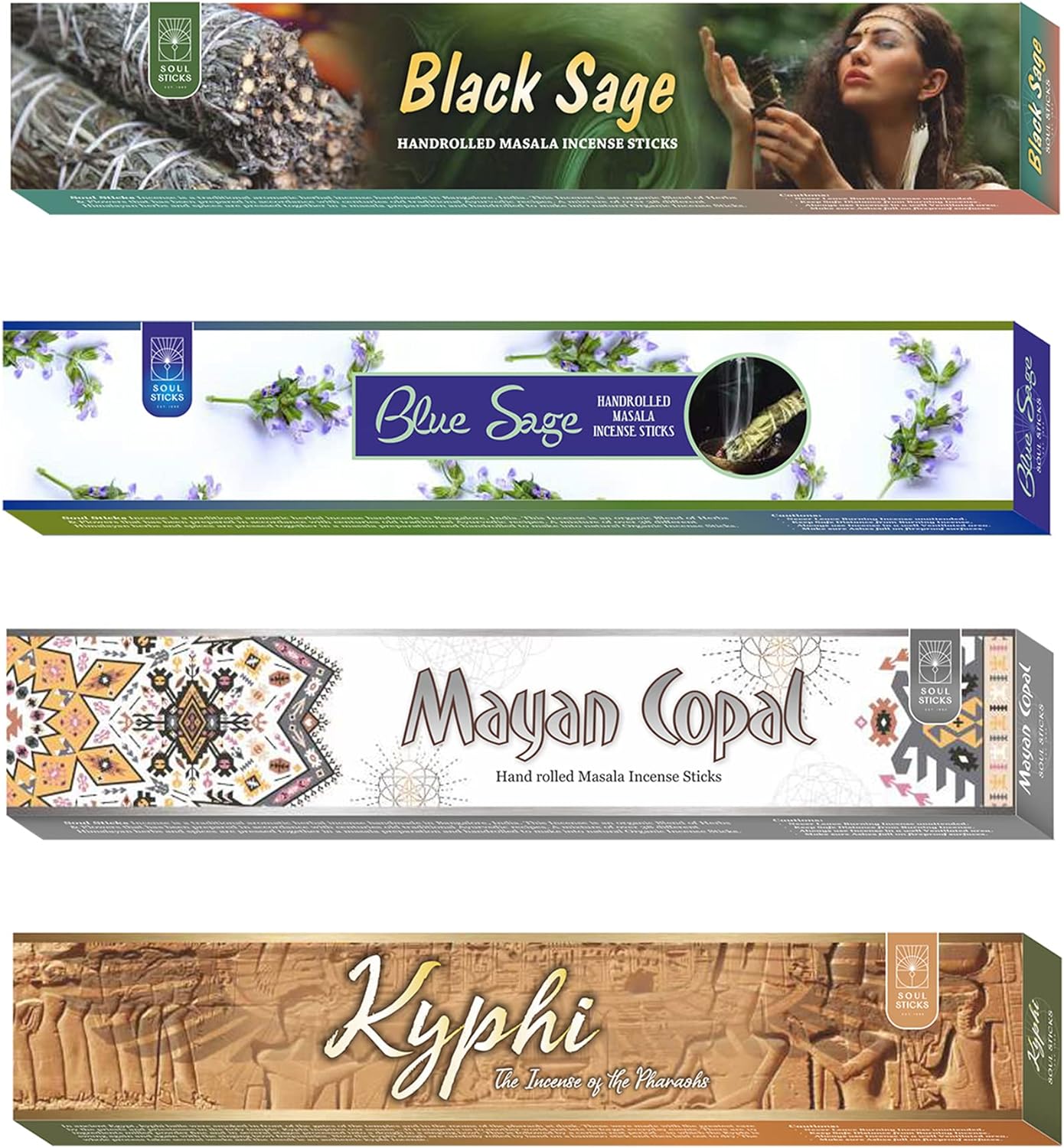 Soul Sticks, Spiritual Vibes Variety Natural Masala Incense Sticks (4 PK)