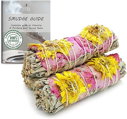 Amour Floral Sage Smudge Sticks with Smudge Guide (3 PK)