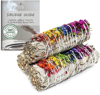 Energy Wheel Floral Sage Smudge Sticks with Smudge Guide (3 PK)