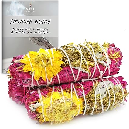 Princess Floral Sage Smudge Sticks with Smudge Guide (3 PK)