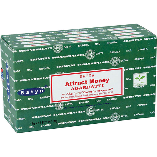 Satya, 15 G Attract Money Incense Sticks (12 PK BOX)