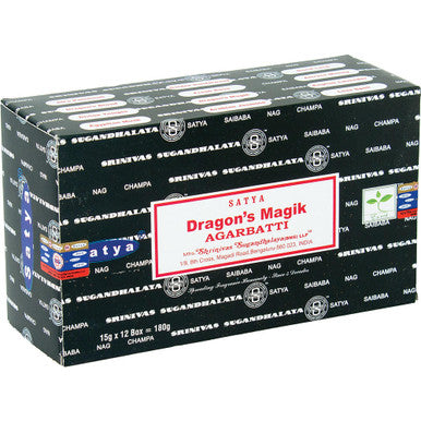 Satya, 15 G Dragon's Magik Incense Sticks (12 PK BOX)